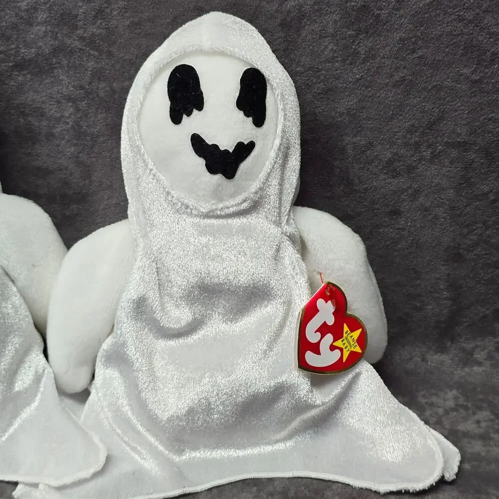 TY Beanie Babies Collection Sheets Hooded Ghost Halloween Pair Beanbag Plush